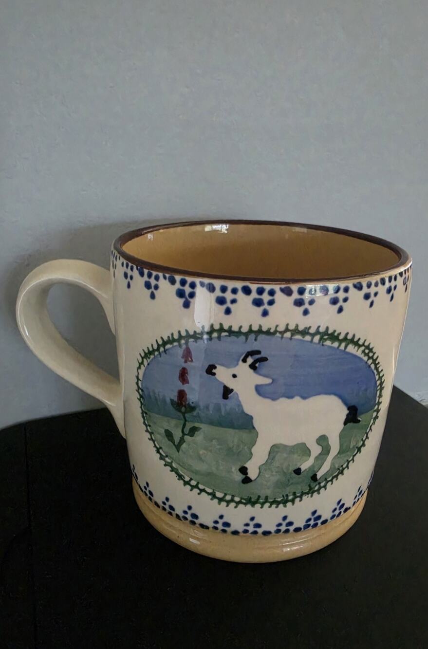 RARE Nicholas Mosse Pottery Ireland RETIRED Hand Painted Landscape Goat Mug